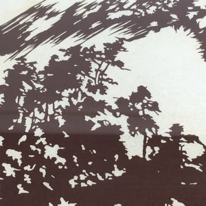Japanese Wood Framed Katagami Paper Kimono Stencil Art Mountain FL77