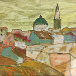 Japanese Wood Framed Oil Painting Picture Vtg European Village Hagino FL63