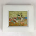 Japanese Wood Framed Oil Painting Picture Vtg European Village Hagino FL63