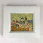 Japanese Wood Framed Oil Painting Picture Vtg European Village Hagino FL63