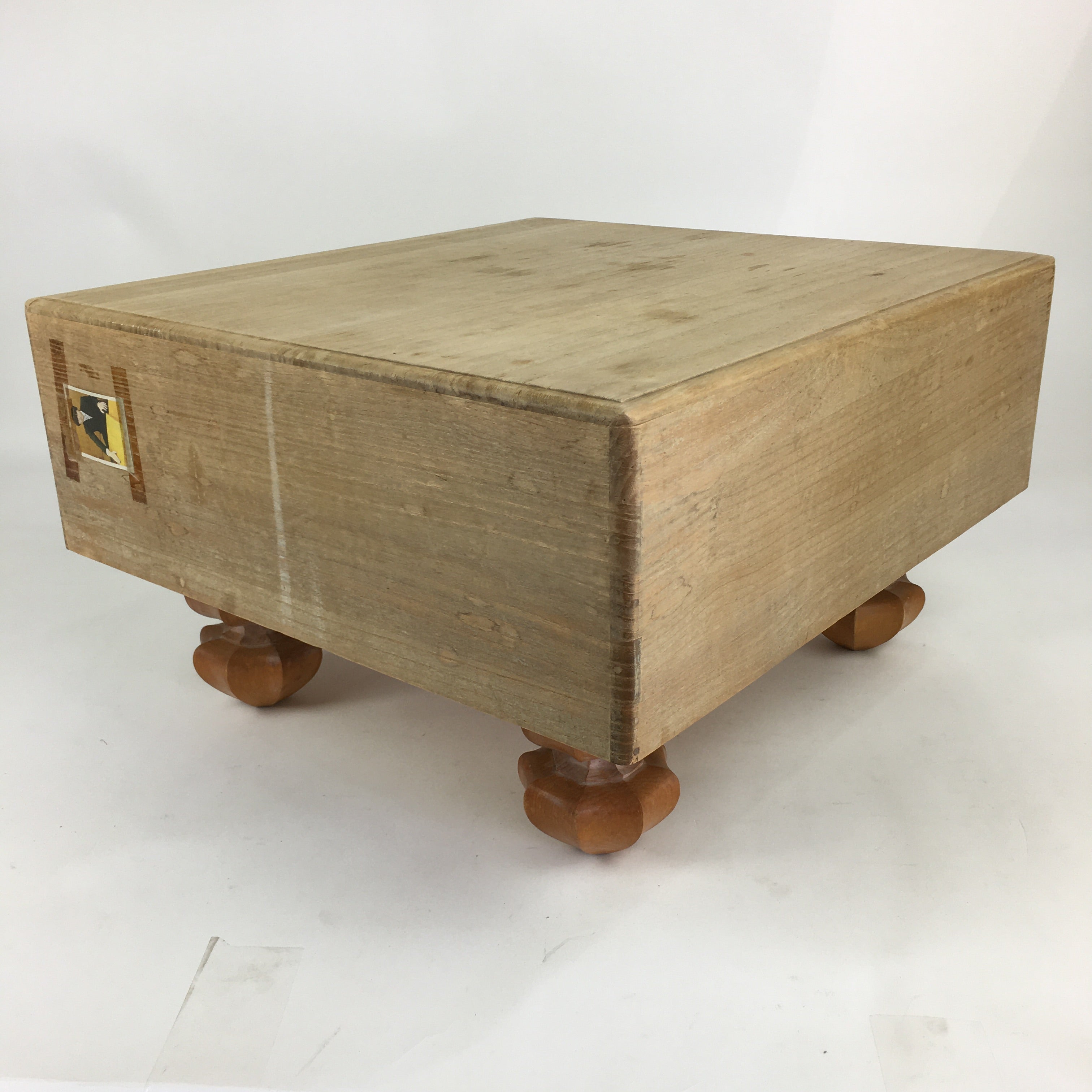 Japanese Wood Go Board Vtg Table Game Goban Leg Heso Igo 19X19 Grid GB57