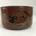 Japanese Wood Lacquer Bowl Vtg Brown Black Sprit UR304