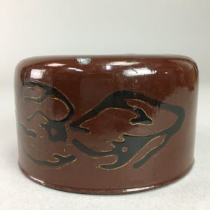 Japanese Wood Lacquer Bowl Vtg Brown Black Sprit UR304