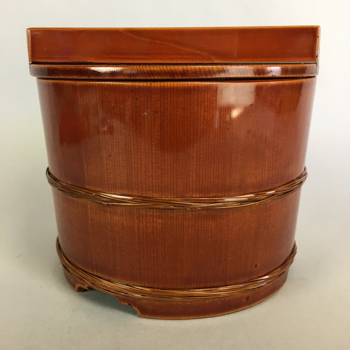Japanese Wood Lacquer Cooked Rice Container Shunkei Nuri Vtg Ohitsu UR ...