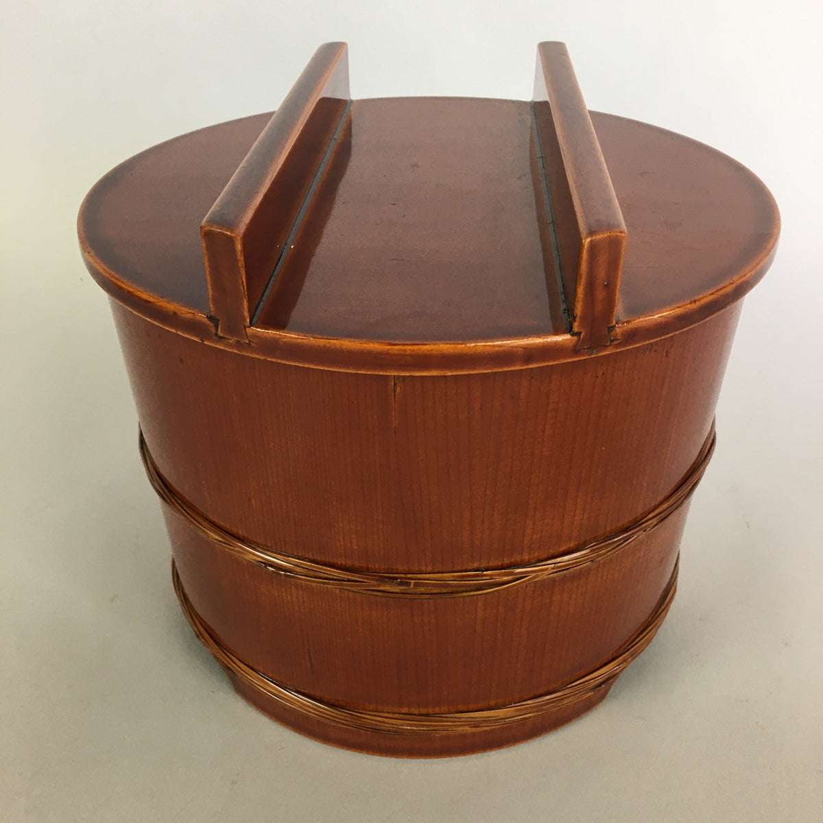 Japanese Wood Lacquer Cooked Rice Container Shunkei Nuri Vtg Ohitsu UR ...