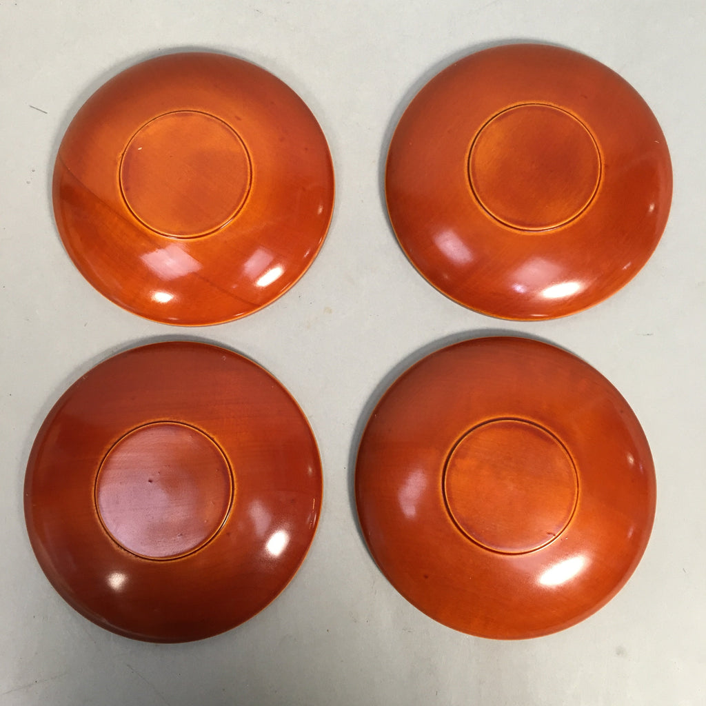 Japanese Wood Lacquer Drink Saucer 5pc Set Shunkei-Nuri Chataku Coaster PX485