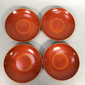 Japanese Wood Lacquer Drink Saucer 5pc Set Shunkei-Nuri Vtg Chataku Coaster PX48