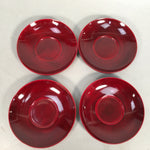 Japanese Wood Lacquer Drink Saucer 5pc Set Shunkei-Nuri Vtg Chataku Coaster PX48