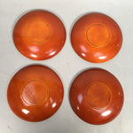 Japanese Wood Lacquer Drink Saucer 5pc Set Shunkei-Nuri Vtg Chataku Coaster PX48