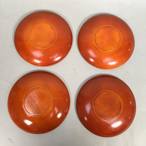 Japanese Wood Lacquer Drink Saucer 5pc Set Shunkei-Nuri Vtg Chataku Coaster PX48