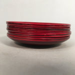 Japanese Wood Lacquer Drink Saucer 5pc Set Shunkei-Nuri Vtg Chataku Coaster PX48