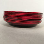 Japanese Wood Lacquer Drink Saucer 5pc Set Shunkei-Nuri Vtg Chataku Coaster PX48