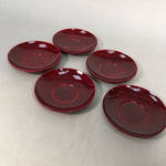 Japanese Wood Lacquer Drink Saucer 5pc Set Shunkei-Nuri Vtg Chataku Coaster PX48