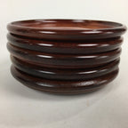Japanese Wood Lacquer Drink Saucer 5pc Set Vtg Chataku Coaster Brown UR534
