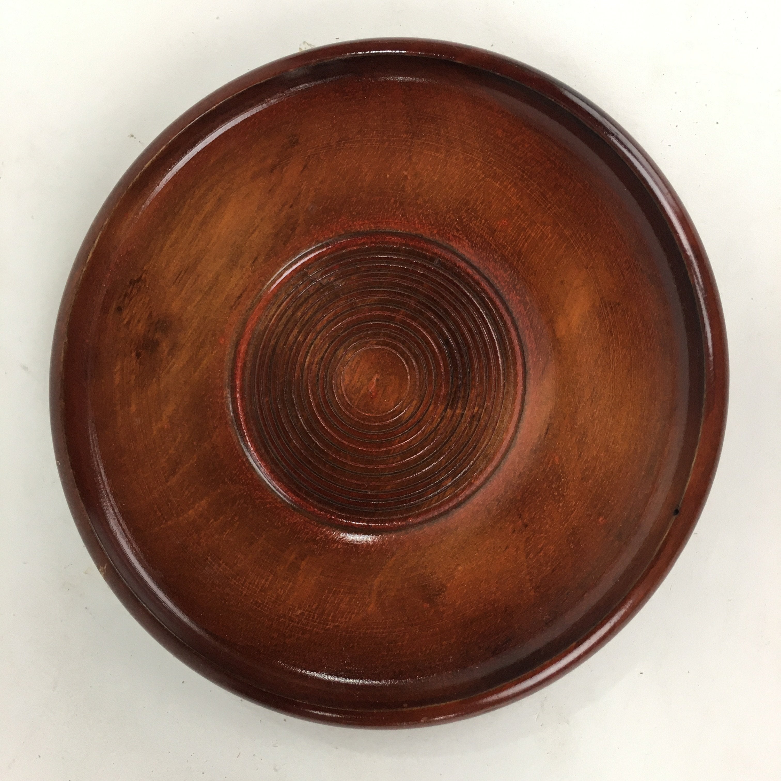 Japanese Wood Lacquer Drink Saucer 5pc Set Vtg Chataku Coaster Brown UR534