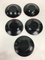 Japanese Wood Lacquer Drink Saucer 5pc Set Vtg Chataku Coaster Red Black UR535