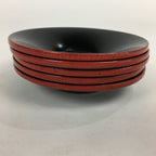 Japanese Wood Lacquer Drink Saucer 5pc Set Vtg Chataku Coaster Red Black UR535