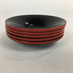 Japanese Wood Lacquer Drink Saucer 5pc Set Vtg Chataku Coaster Red Black UR535