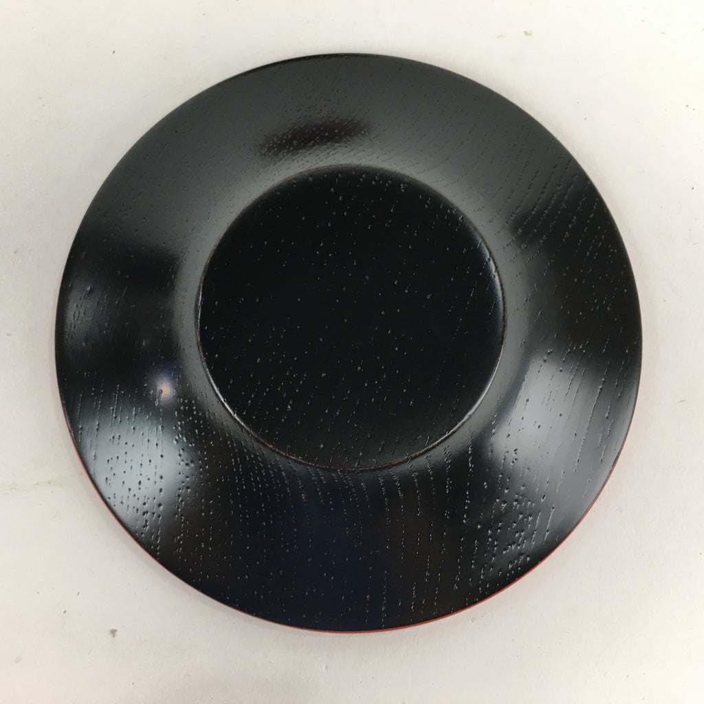 Japanese Wood Lacquer Drink Saucer 5pc Set Vtg Chataku Coaster Red Black UR535