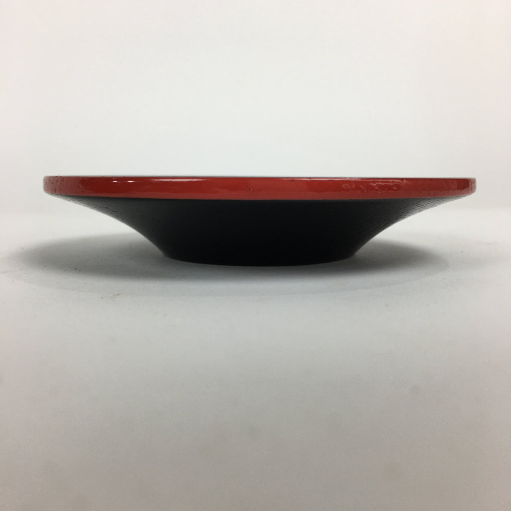 Japanese Wood Lacquer Drink Saucer 5pc Set Vtg Chataku Coaster Red Black UR535