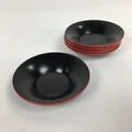 Japanese Wood Lacquer Drink Saucer 5pc Set Vtg Chataku Coaster Red Black UR535