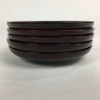 Japanese Wood Lacquer Drink Saucer 5pc Set Vtg Chataku Coaster Reddish-brown UR5