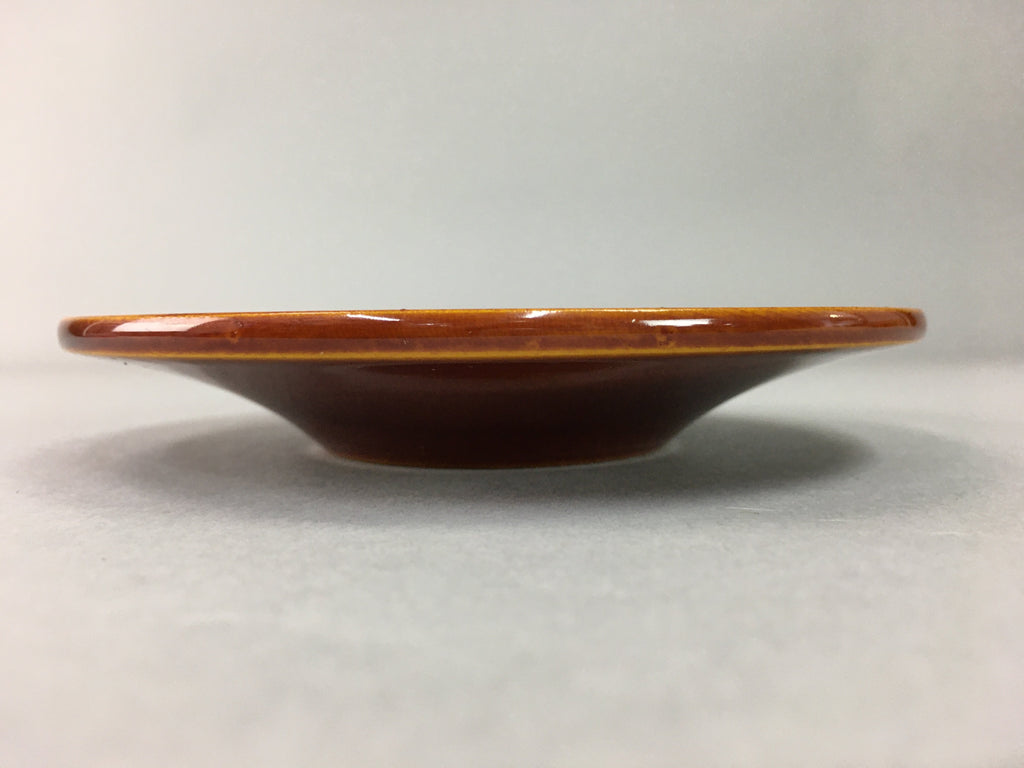 Japanese Wood Lacquer Drink Saucer Shunkei-Nuri Vtg Chataku Coaster Brown UR317