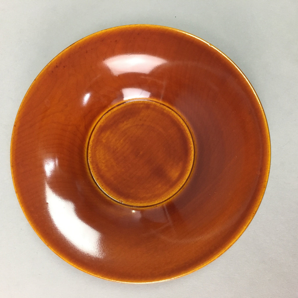Japanese Wood Lacquer Drink Saucer Shunkei-Nuri Vtg Chataku Coaster Brown UR317