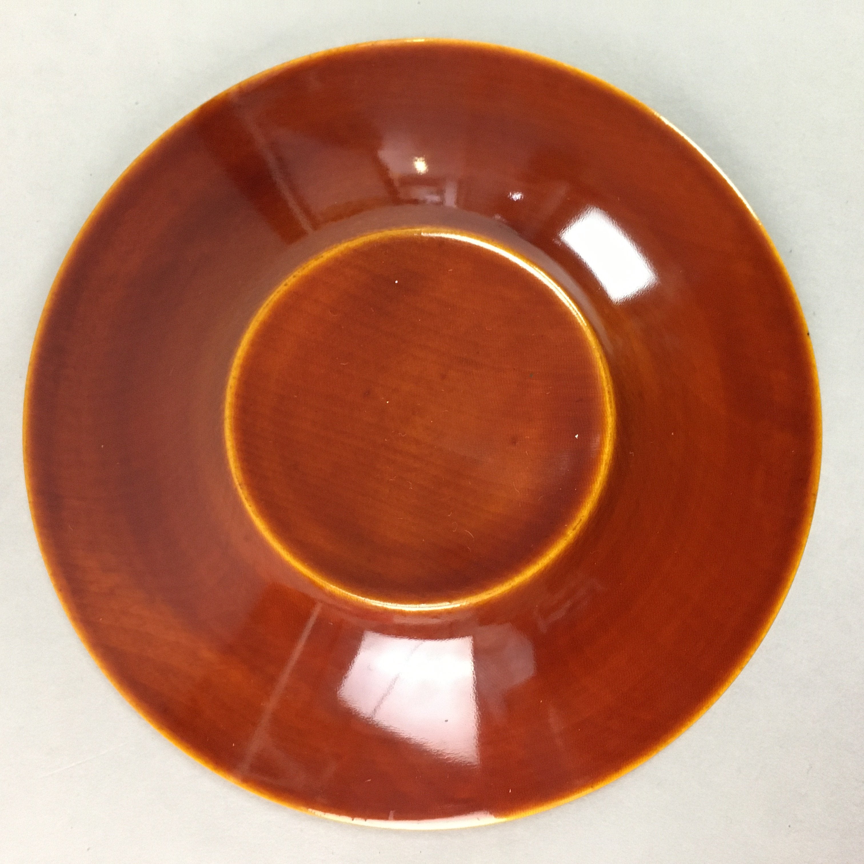 Japanese Wood Lacquer Drink Saucer Shunkei-Nuri Vtg Chataku Coaster Brown UR317