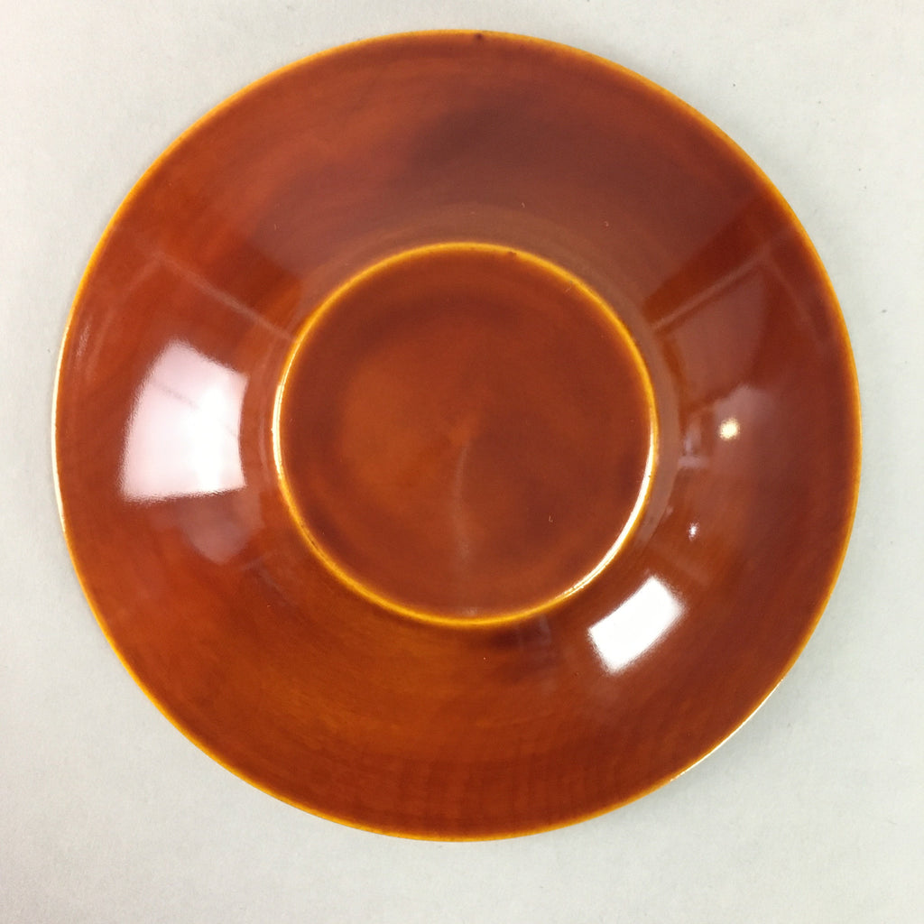 Japanese Wood Lacquer Drink Saucer Shunkei-Nuri Vtg Chataku Coaster Brown UR318