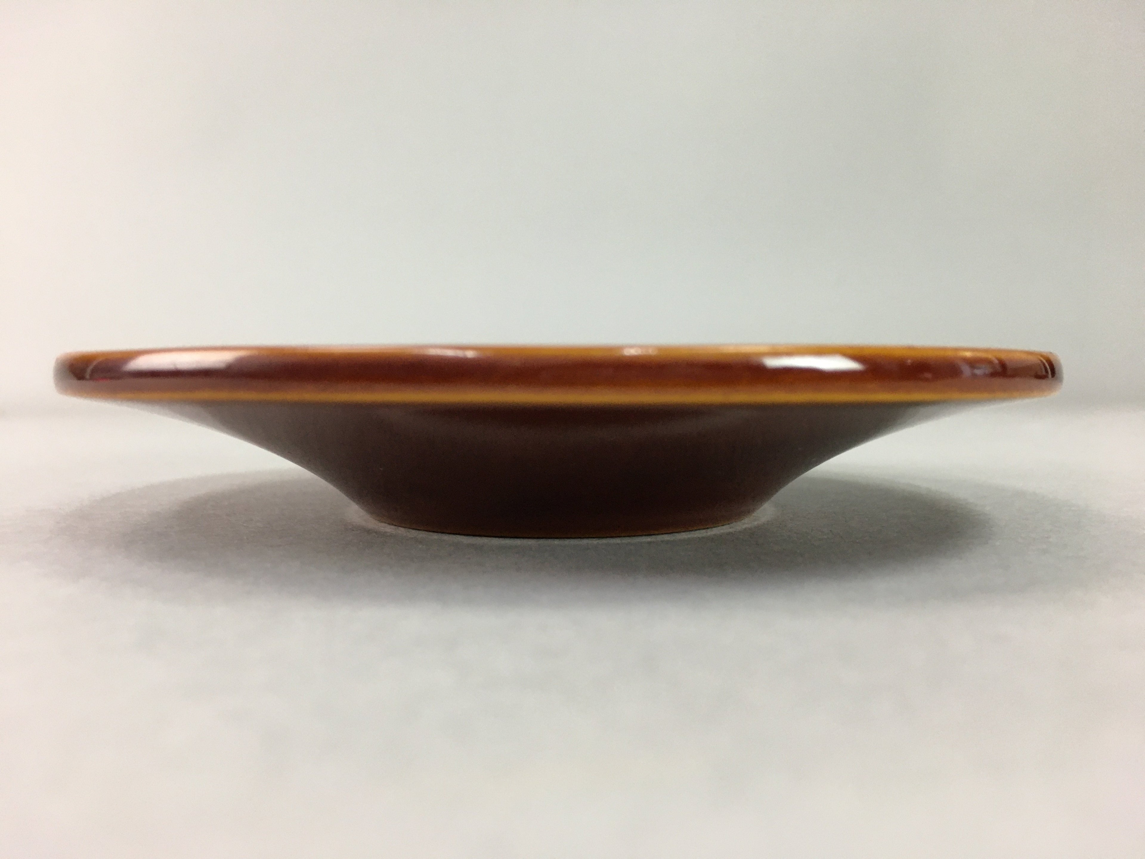 Japanese Wood Lacquer Drink Saucer Shunkei-Nuri Vtg Chataku Coaster Brown UR319
