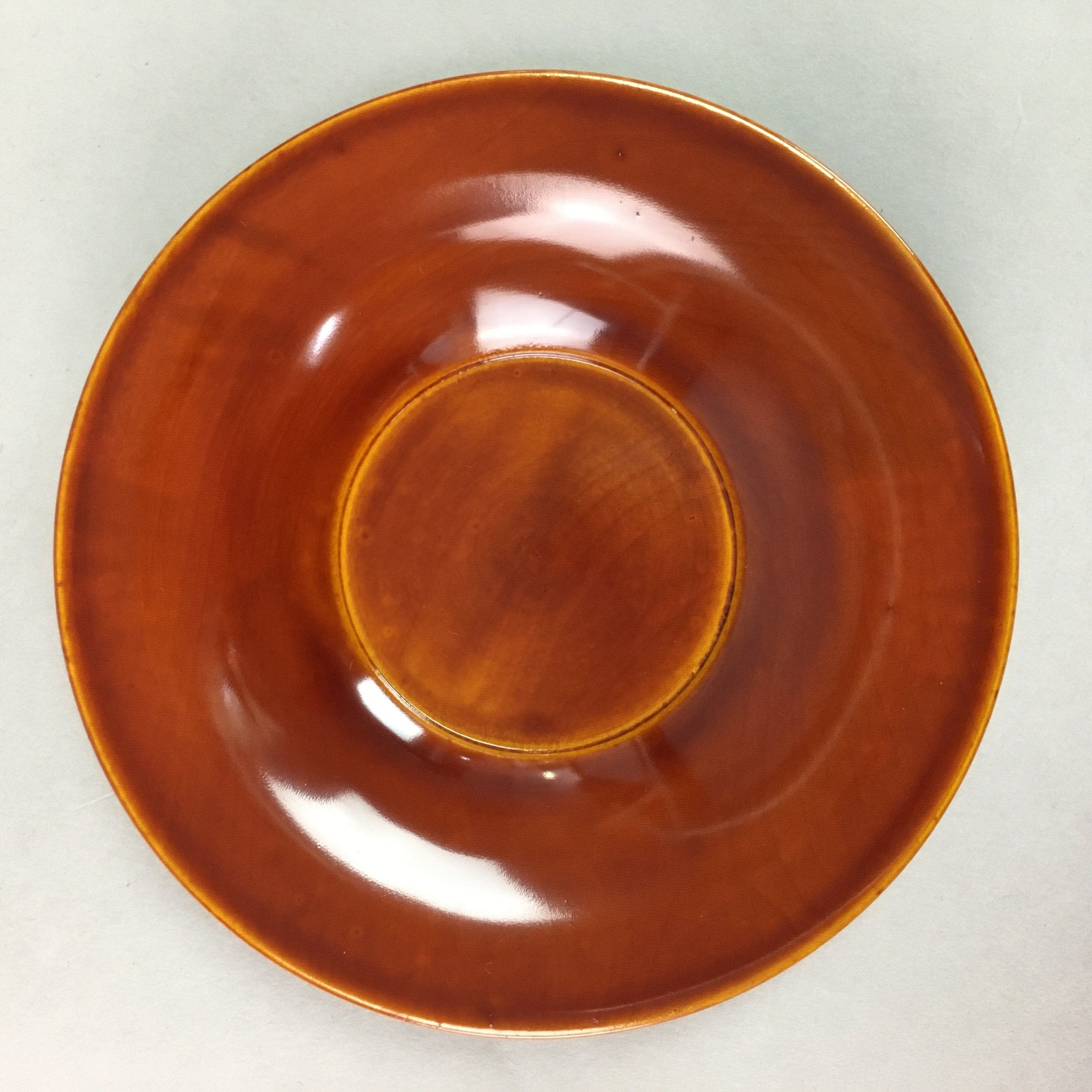 Japanese Wood Lacquer Drink Saucer Shunkei-Nuri Vtg Chataku Coaster Brown UR319