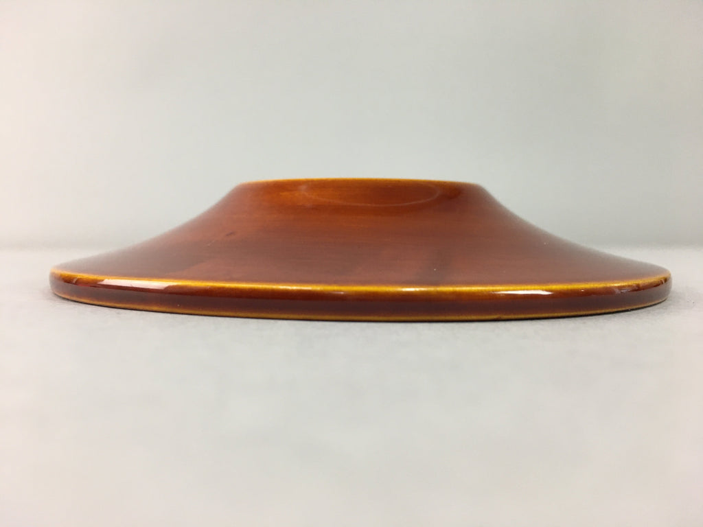 Japanese Wood Lacquer Drink Saucer Shunkei-Nuri Vtg Chataku Coaster Brown UR319