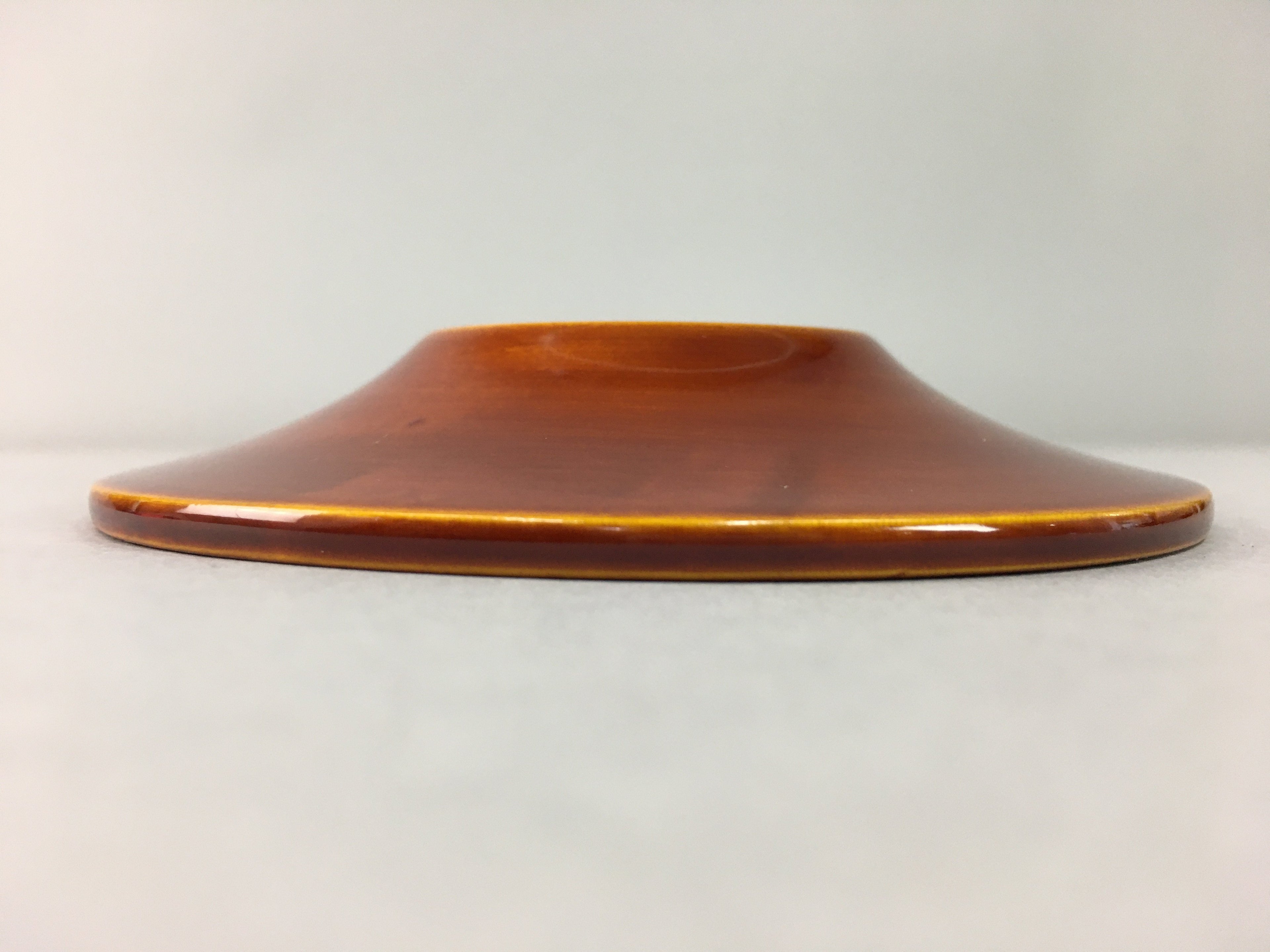 Japanese Wood Lacquer Drink Saucer Shunkei-Nuri Vtg Chataku Coaster Brown UR319