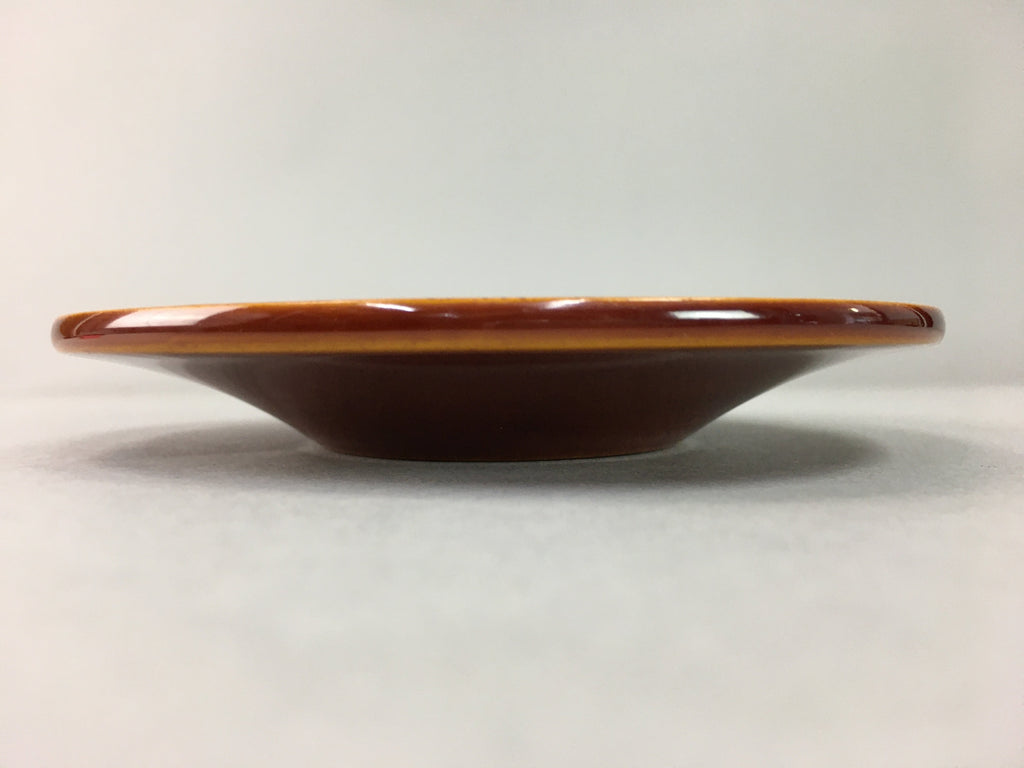 Japanese Wood Lacquer Drink Saucer Shunkei-Nuri Vtg Chataku Coaster Brown UR320