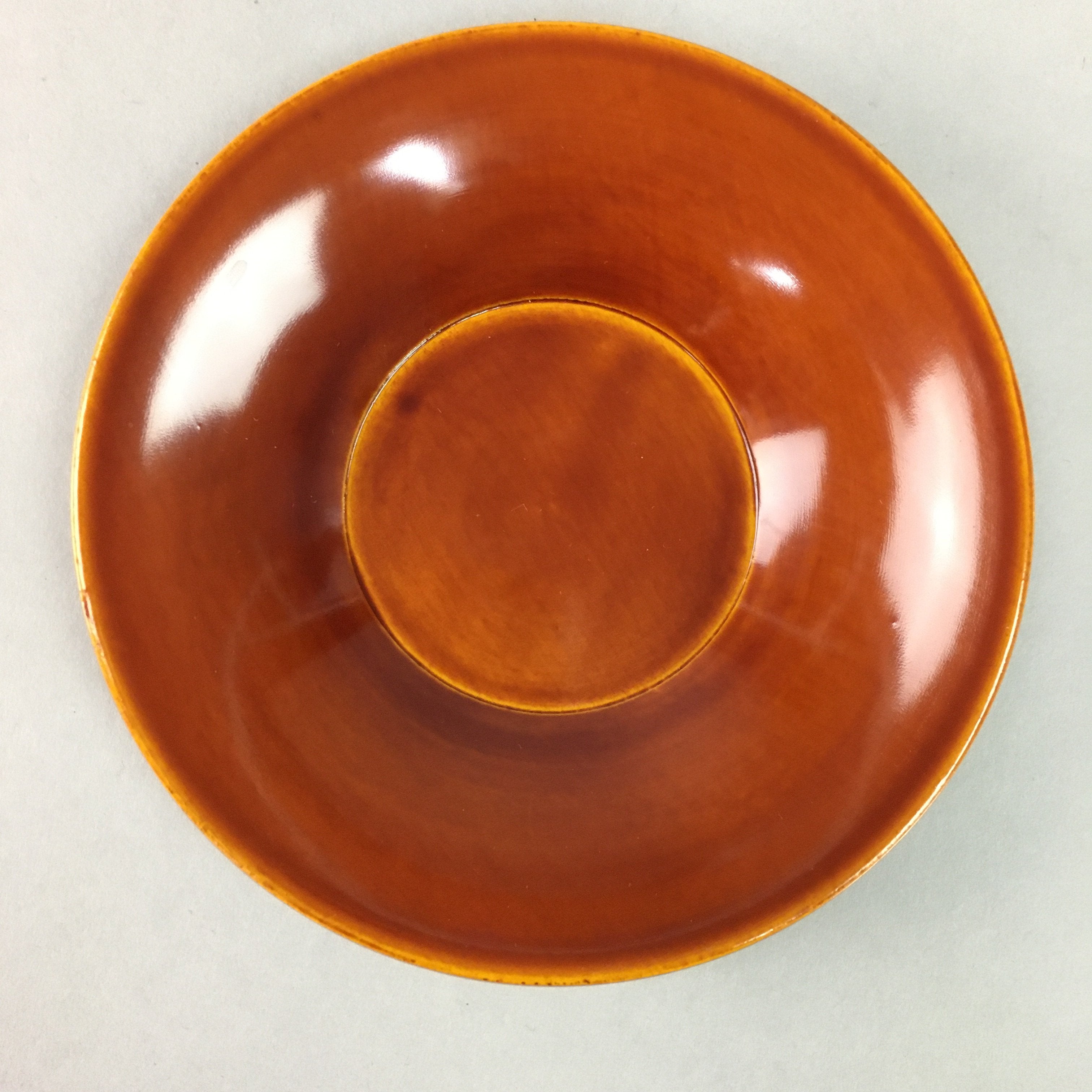 Japanese Wood Lacquer Drink Saucer Shunkei-Nuri Vtg Chataku Coaster Brown UR320