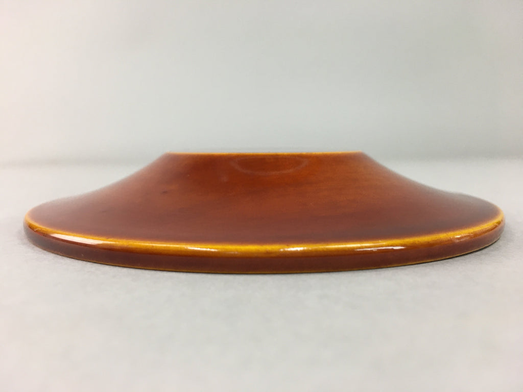 Japanese Wood Lacquer Drink Saucer Shunkei-Nuri Vtg Chataku Coaster Brown UR320
