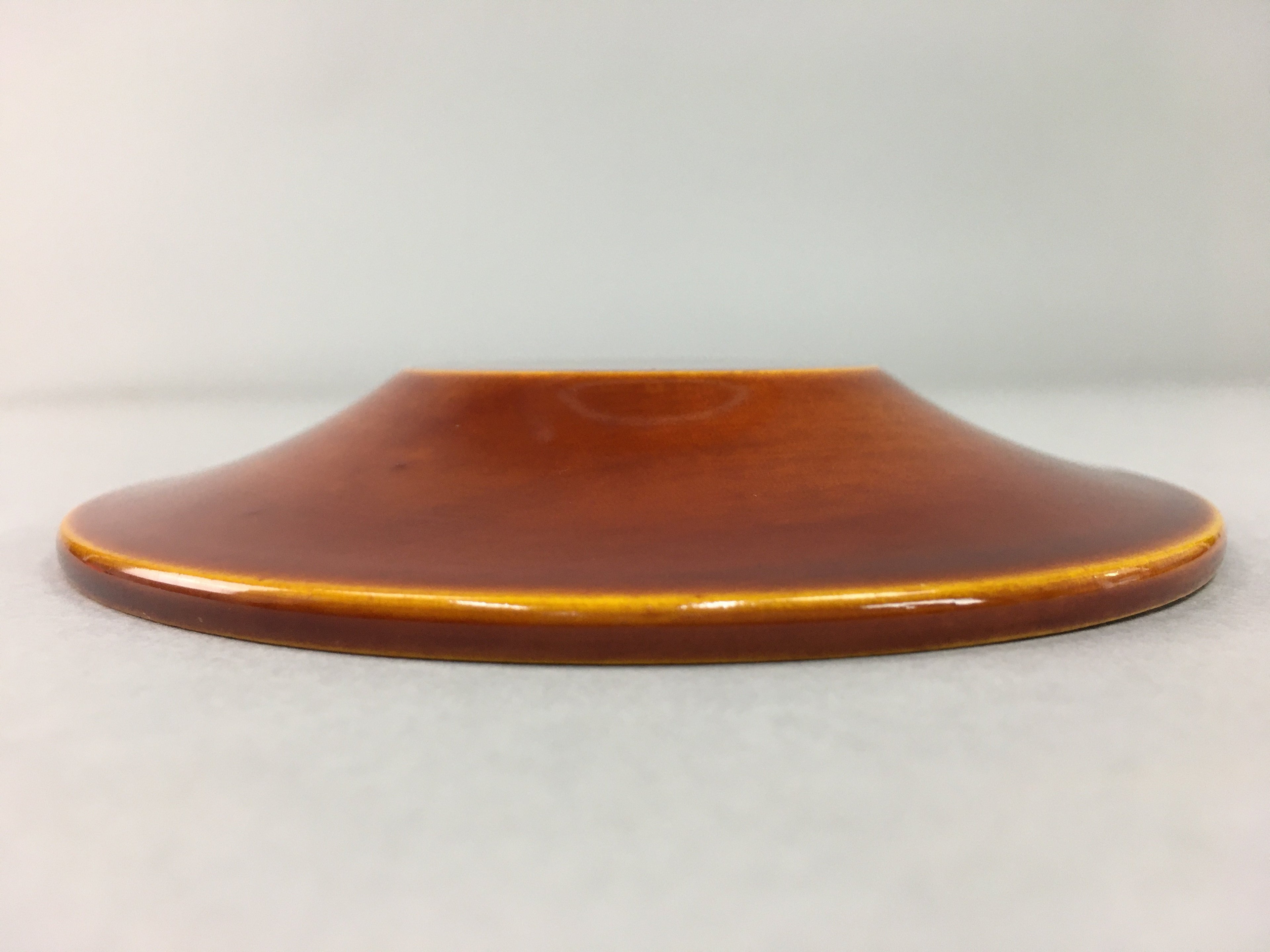 Japanese Wood Lacquer Drink Saucer Shunkei-Nuri Vtg Chataku Coaster Brown UR320