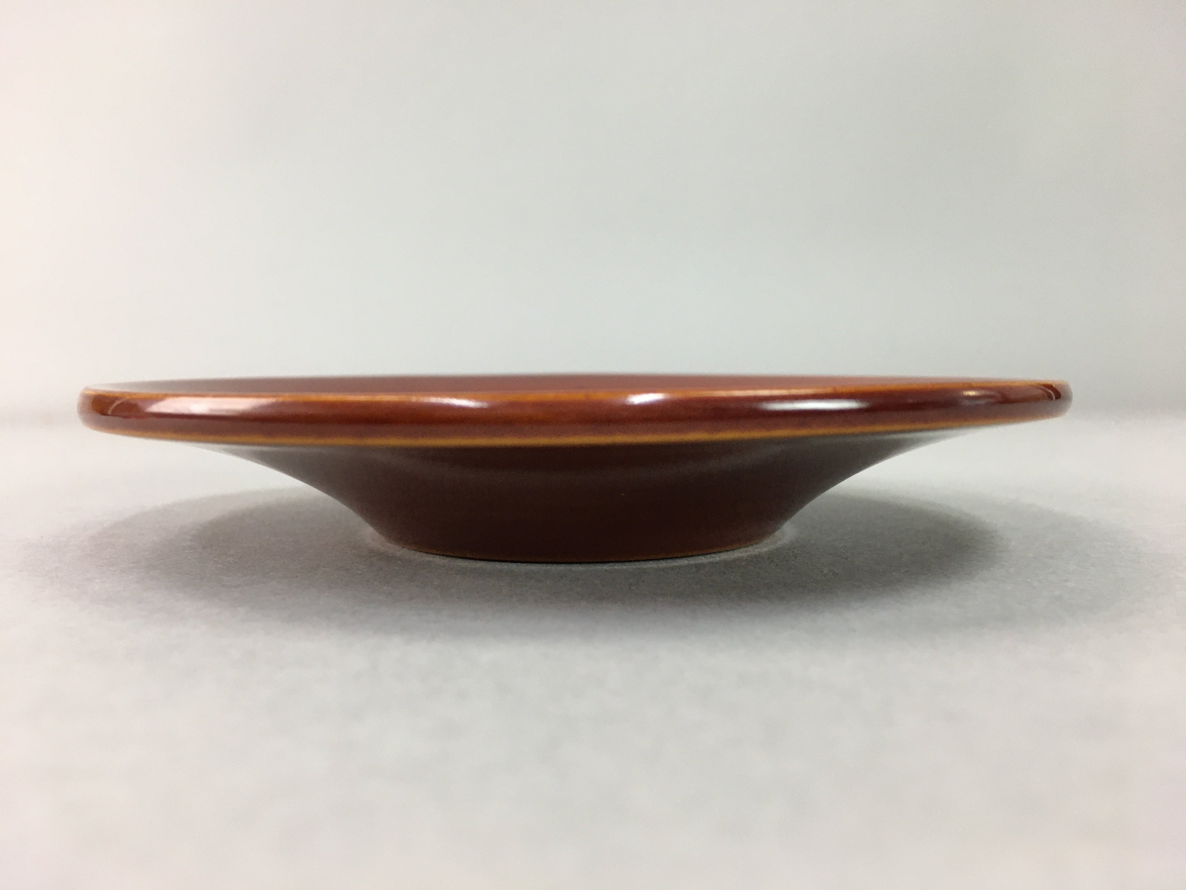 Japanese Wood Lacquer Drink Saucer Shunkei-Nuri Vtg Chataku Coaster Brown UR321