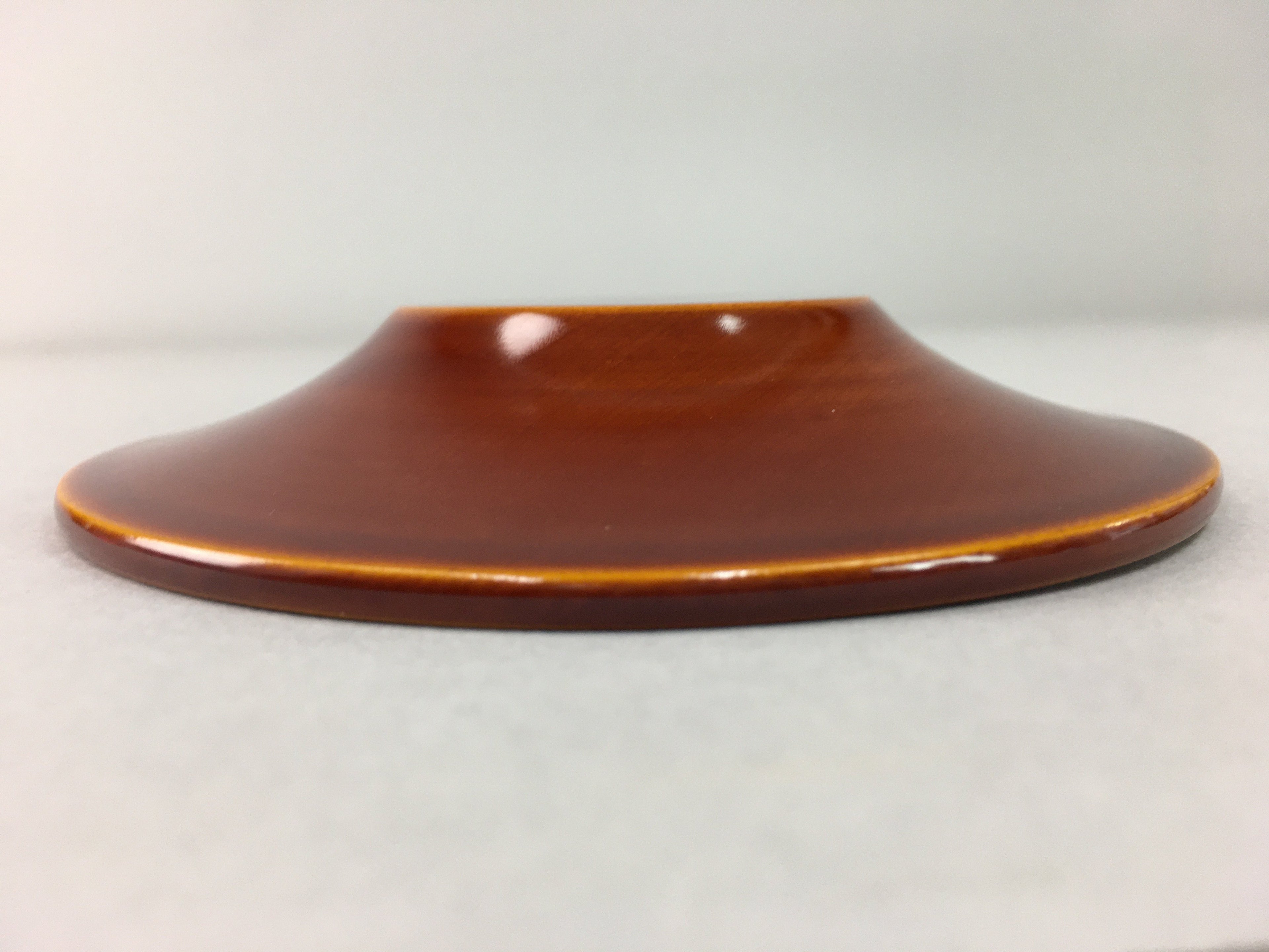 Japanese Wood Lacquer Drink Saucer Shunkei-Nuri Vtg Chataku Coaster Brown UR321