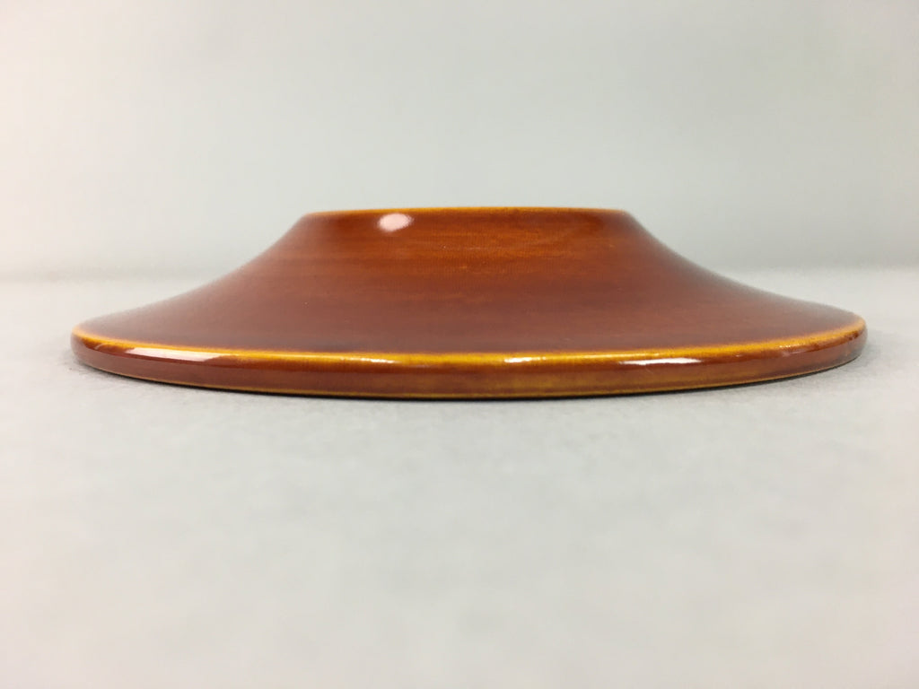 Japanese Wood Lacquer Drink Saucer Shunkei-Nuri Vtg Chataku Coaster Brown UR321