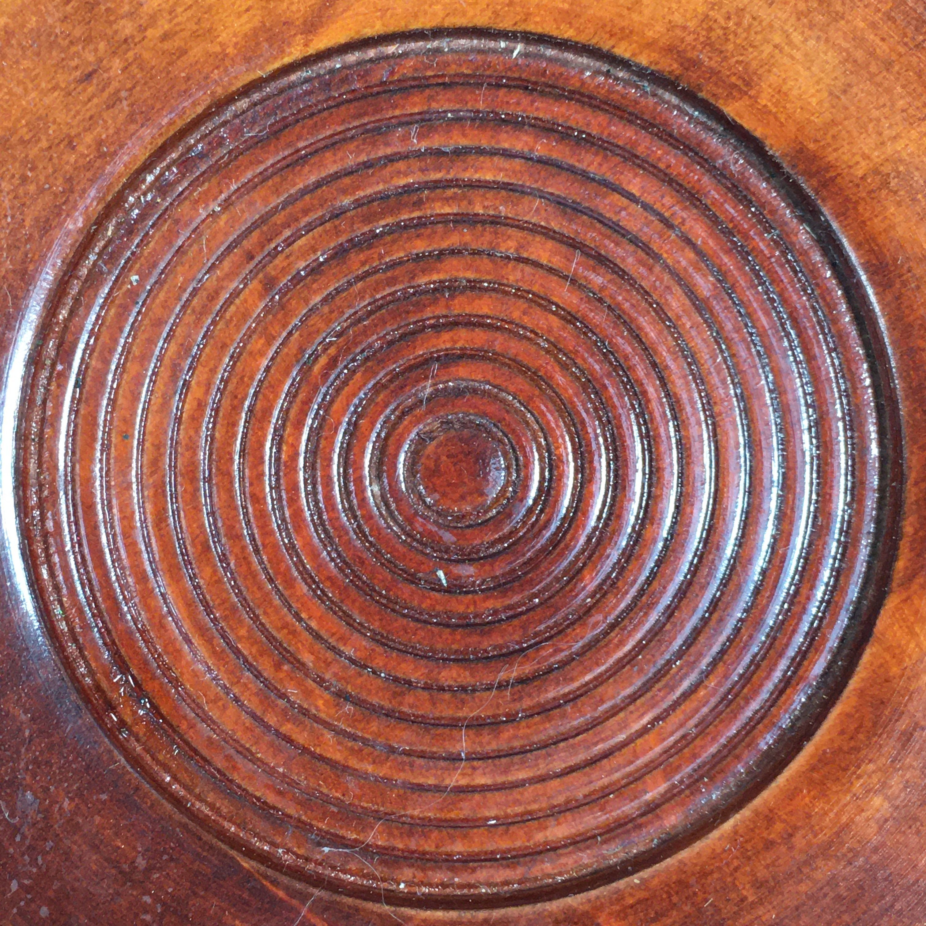 Japanese Wood Lacquer Drink Saucer Vtg Chataku Coaster Brown Grain UR469