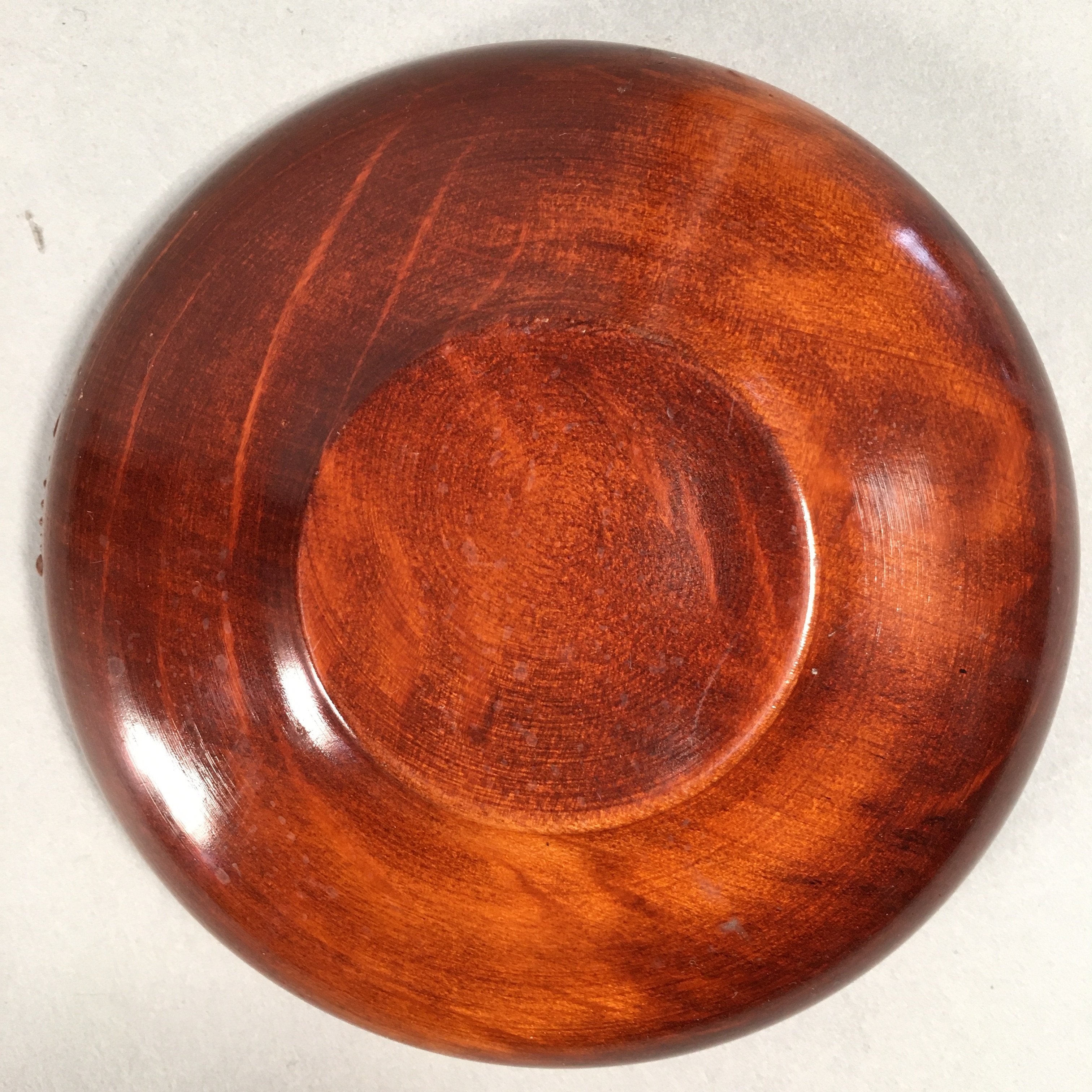 Japanese Wood Lacquer Drink Saucer Vtg Chataku Coaster Brown Grain UR469