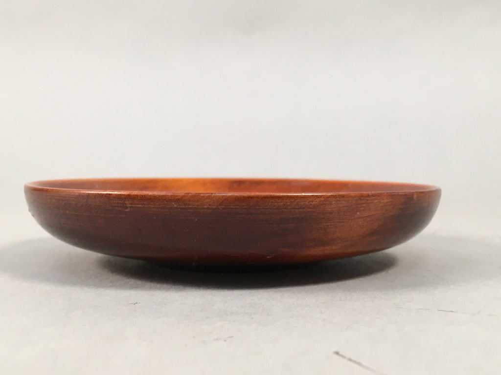 Japanese Wood Lacquer Drink Saucer Vtg Chataku Coaster Brown Grain UR469