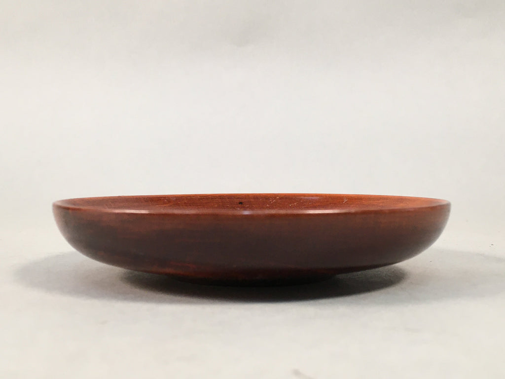 Japanese Wood Lacquer Drink Saucer Vtg Chataku Coaster Brown Grain UR469