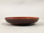 Japanese Wood Lacquer Drink Saucer Vtg Chataku Coaster Brown Grain UR469