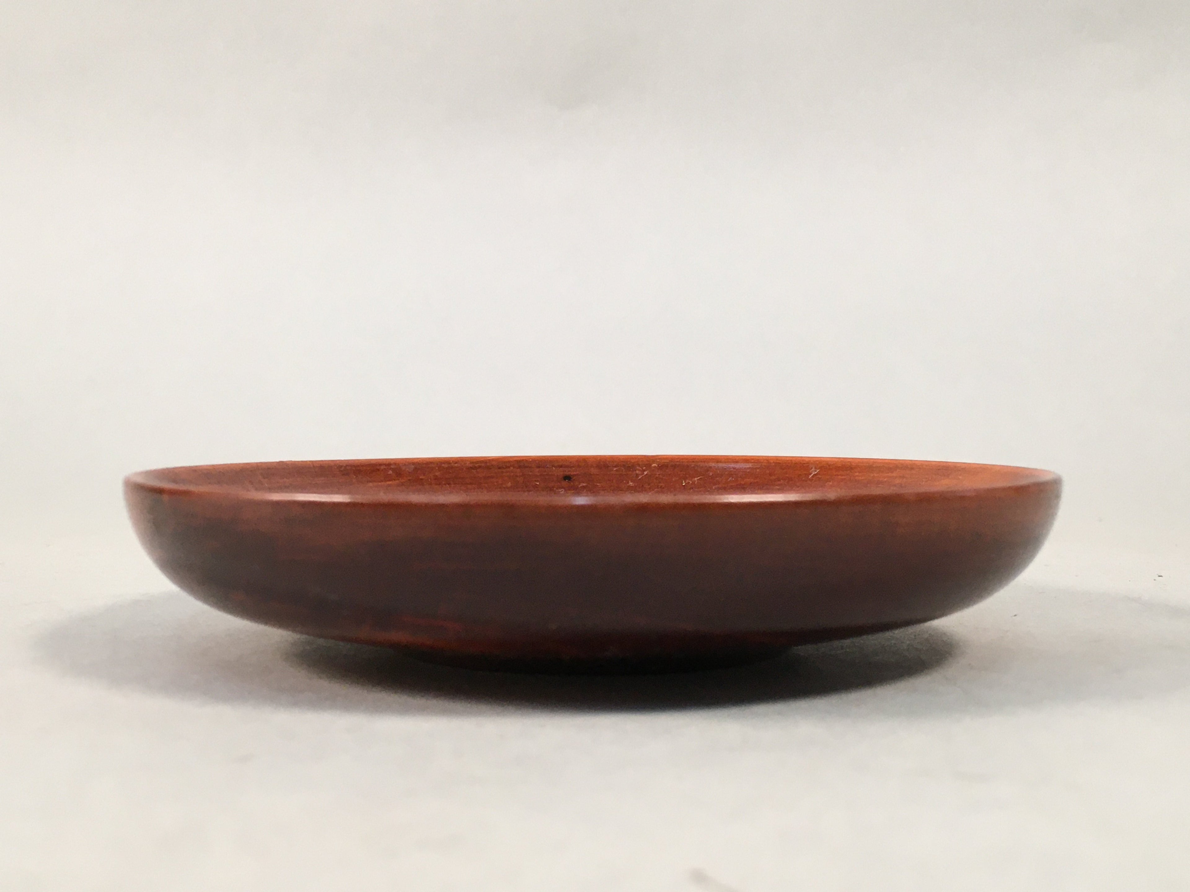 Japanese Wood Lacquer Drink Saucer Vtg Chataku Coaster Brown Grain UR469