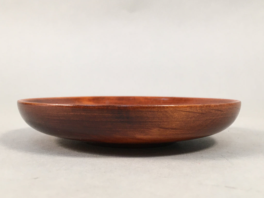 Japanese Wood Lacquer Drink Saucer Vtg Chataku Coaster Brown Grain UR469