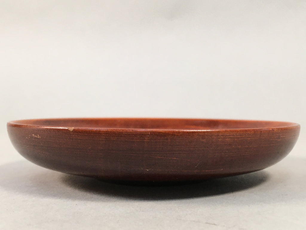 Japanese Wood Lacquer Drink Saucer Vtg Chataku Coaster Brown Grain UR469