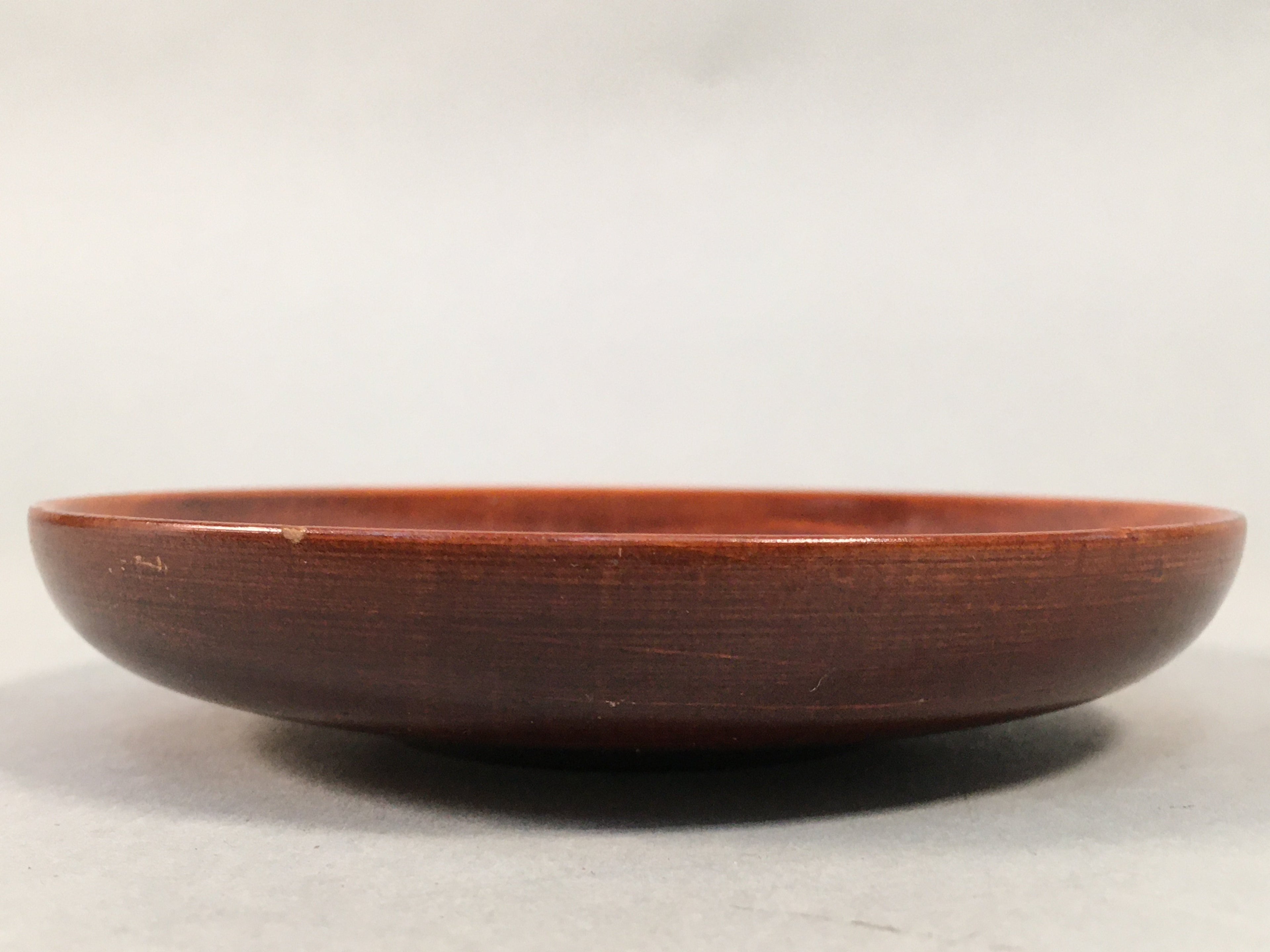 Japanese Wood Lacquer Drink Saucer Vtg Chataku Coaster Brown Grain UR469